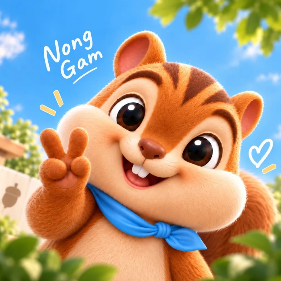 Nong Gam, a friendly chipmunk mascot